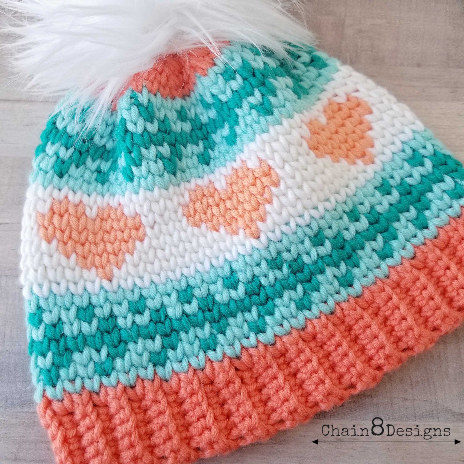 Peachy Keen Crochet Beanie by Chain 8 Designs | Let someone know that you think they are Peachy Keen with this cute crochet beanie. Get the look of knit but in crochet! Easy to follow pattern with lots of pictures.