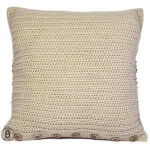 Back of cream crochet pillow cover